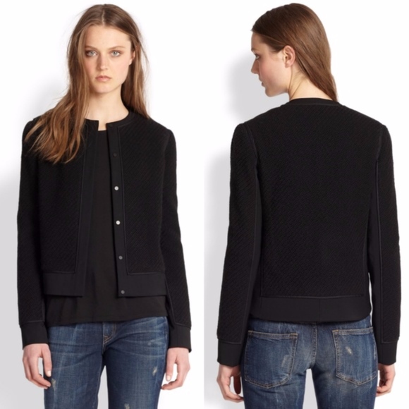 Vince Jackets & Blazers - Vince | Black Boucle Overlay Jacket Snap 4